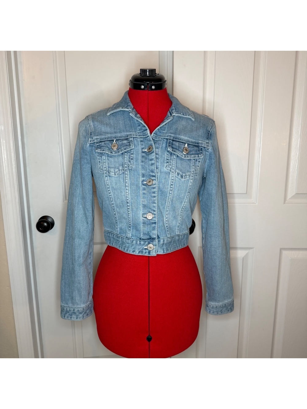 Abercrombie & Fitch Denim Jean Jacket Light Wash Cropped Women M